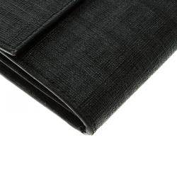Pre Owned Fendi Black Zucchino Leather Continental Wallet