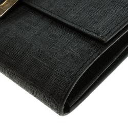 Pre Owned Fendi Black Zucchino Leather Continental Wallet