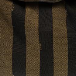 Pre Owned Fendi Brown/Purple Pequin Canvas and Leather Large Hobo