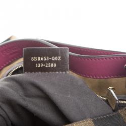 Pre Owned Fendi Brown/Purple Pequin Canvas and Leather Large Hobo