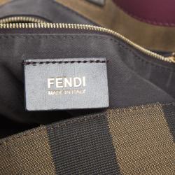 Pre Owned Fendi Brown/Purple Pequin Canvas and Leather Large Hobo