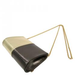 Pre Owned Fendi Bi Color Elite Vitello Leather Clutch Bag