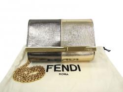 Pre Owned Fendi Bi Color Elite Vitello Leather Clutch Bag