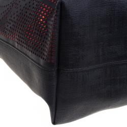 Pre Owned Fendi Black Coated Canvas Dotted Roll Tote