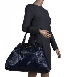 Pre Owned Fendi Navy Blue Patent Leather Oversized De Jour Tote