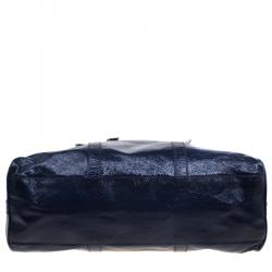 Pre Owned Fendi Navy Blue Patent Leather Oversized De Jour Tote