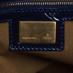 Pre Owned Fendi Navy Blue Patent Leather Oversized De Jour Tote