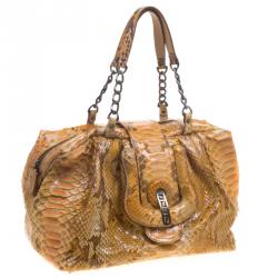 Pre Owned Fendi Yellow Python B Bag