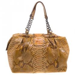Pre Owned Fendi Yellow Python B Bag