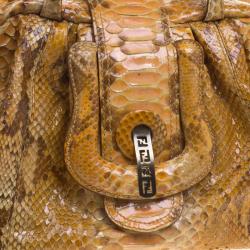Pre Owned Fendi Yellow Python B Bag