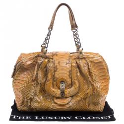 Pre Owned Fendi Yellow Python B Bag