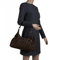 Pre Owned Fendi Tobacco Zucca Canvas Chef Shoulder Bag