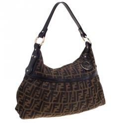 Pre Owned Fendi Tobacco Zucca Canvas Chef Shoulder Bag