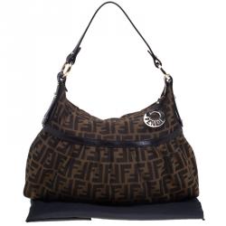 Pre Owned Fendi Tobacco Zucca Canvas Chef Shoulder Bag