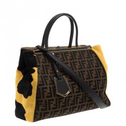 Pre Owned Fendi Tobacco Zucca Canvas and Calf Hair 2Jours Tote