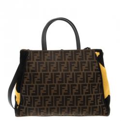 Pre Owned Fendi Tobacco Zucca Canvas and Calf Hair 2Jours Tote
