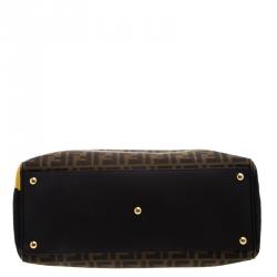 Pre Owned Fendi Tobacco Zucca Canvas and Calf Hair 2Jours Tote