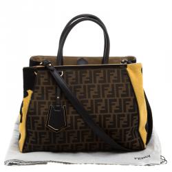 Pre Owned Fendi Tobacco Zucca Canvas and Calf Hair 2Jours Tote