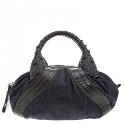 Pre Owned Fendi Blue Denim Baby Spy Bag
