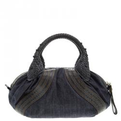 Pre Owned Fendi Blue Denim Baby Spy Bag
