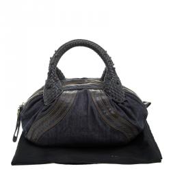 Pre Owned Fendi Blue Denim Baby Spy Bag