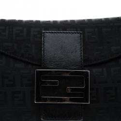Fendi Black Zucchino Fabric Baguette Shoulder Bag