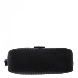 Fendi Black Zucchino Fabric Baguette Shoulder Bag