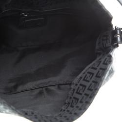 Fendi Black Zucchino Fabric Baguette Shoulder Bag