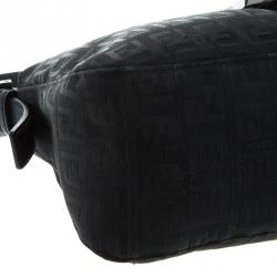 Fendi Black Zucchino Fabric Baguette Shoulder Bag
