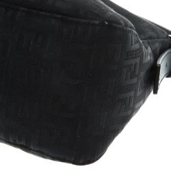 Fendi Black Zucchino Fabric Baguette Shoulder Bag