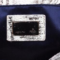 Pre Owned Fendi Light Green Suede Glitters Mia Pochette Bag