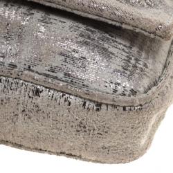 Pre Owned Fendi Light Green Suede Glitters Mia Pochette Bag