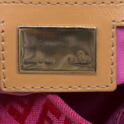 Pre Owned Fendi Pink/Red Zucchino Canvas Mama Forever Shoulder Bag