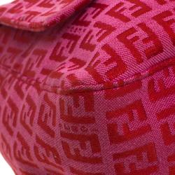 Pre Owned Fendi Pink/Red Zucchino Canvas Mama Forever Shoulder Bag