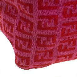 Pre Owned Fendi Pink/Red Zucchino Canvas Mama Forever Shoulder Bag