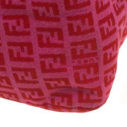 Pre Owned Fendi Pink/Red Zucchino Canvas Mama Forever Shoulder Bag