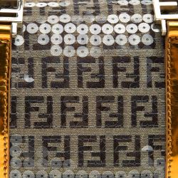 Fendi Multicolor Zucchino Canvas Mini Sequins Forever Bauletto Boston Bag