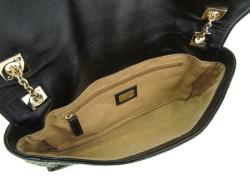مملوكة مسبقًا Fendi Black Sequin/Leather Baguette Chain Flap Bag