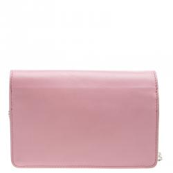Pre Owned Fendi Pink Leather Tube On Chain Wallet 