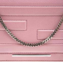 Pre Owned Fendi Pink Leather Tube On Chain Wallet 