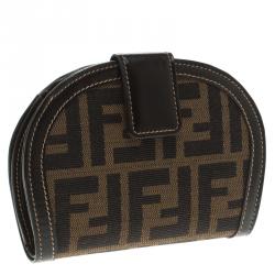 Pre Owned Fendi Tobacco Zucca Canvas Vintage Bi fold Wallet