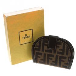 Pre Owned Fendi Tobacco Zucca Canvas Vintage Bi fold Wallet