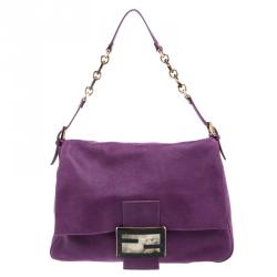 Pre Owned Fendi Purple Iridescent Leather Mama Forever Shoulder Bag