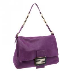 Pre Owned Fendi Purple Iridescent Leather Mama Forever Shoulder Bag