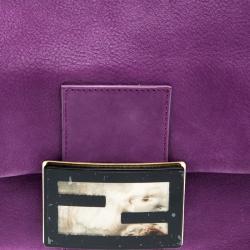Pre Owned Fendi Purple Iridescent Leather Mama Forever Shoulder Bag