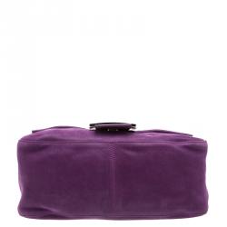 Pre Owned Fendi Purple Iridescent Leather Mama Forever Shoulder Bag