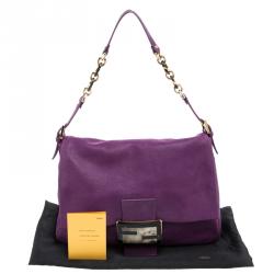 Pre Owned Fendi Purple Iridescent Leather Mama Forever Shoulder Bag