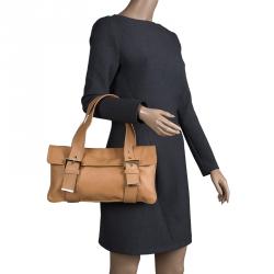 Pre Owned Fendi Tan Leather Flap Tote