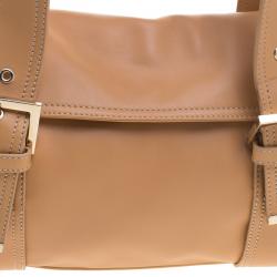 Pre Owned Fendi Tan Leather Flap Tote