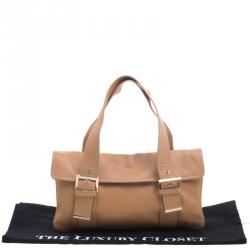 Pre Owned Fendi Tan Leather Flap Tote